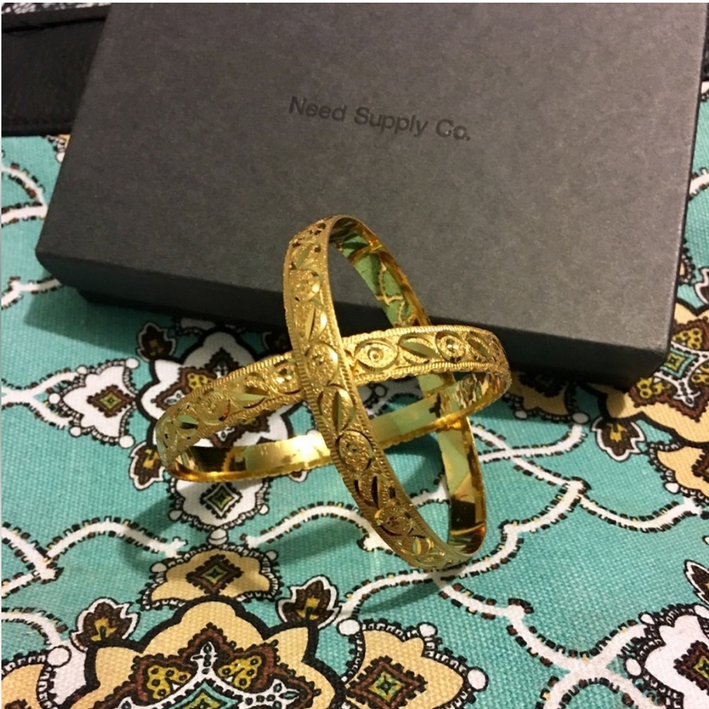 Set of Gold Plated Bangle Bracelets